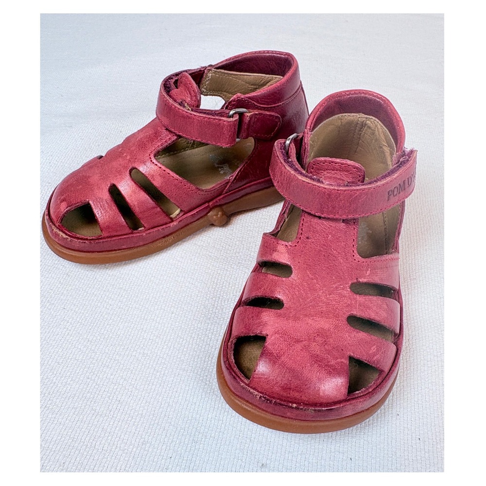 Pom D'Api Waff Paris Red Leather Fisherman Sandals Kids Sz EU 20. 4.5 -5 EUC